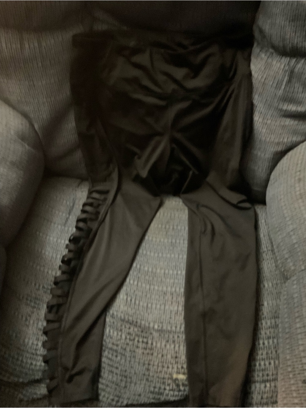 Black Women’s Stretch Leggings with Side Ruffle Detail size large